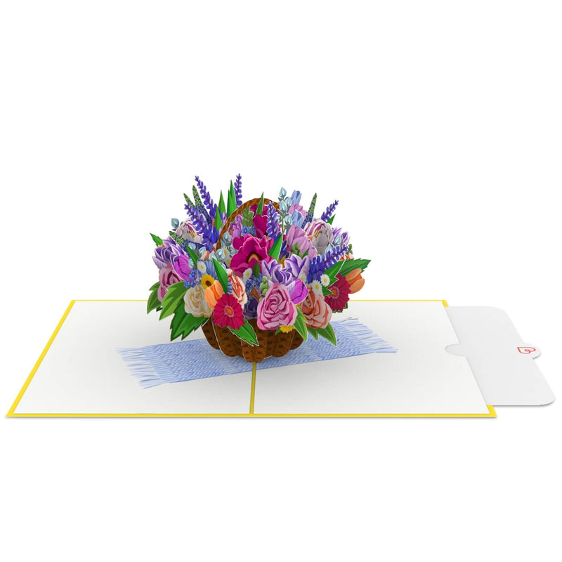 Carte pop-up de panier de fleurs coloré