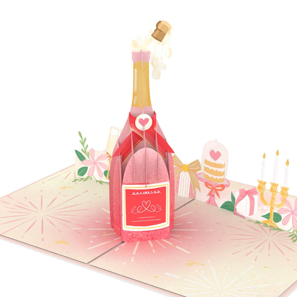 Carte pop-up de bouteille de champagne