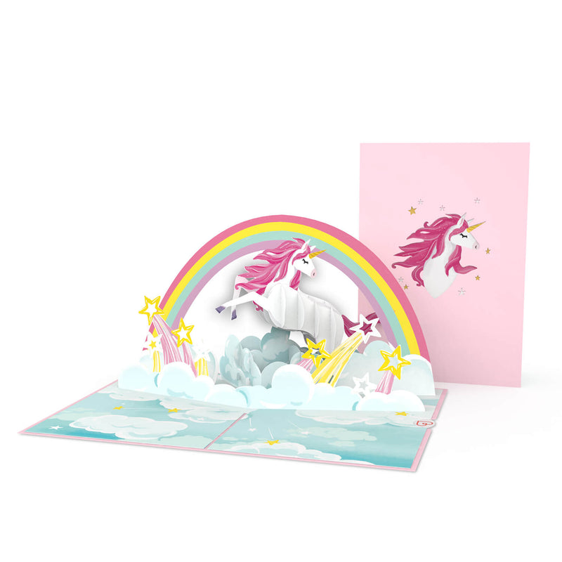 Einhorn mit Regenbogen Pop-Up Karte