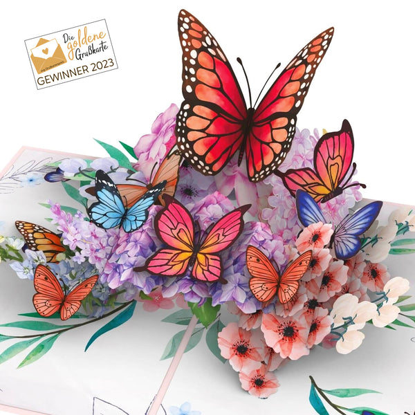 Papillons sur fleurs carte pop-up