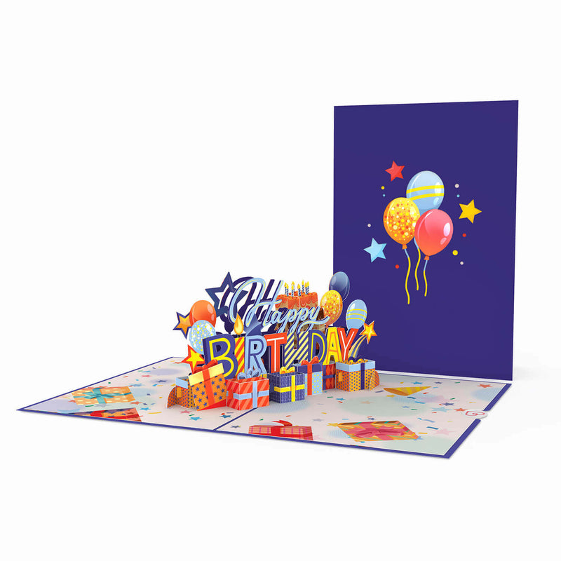 Happy Birthday (Blau) Pop-Up Karte