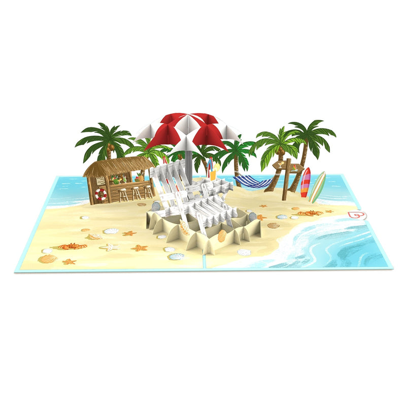 Carte pop-up de vacances à la plage