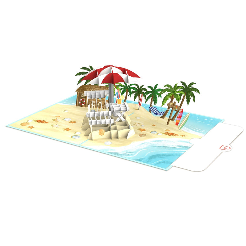 Carte pop-up de vacances à la plage