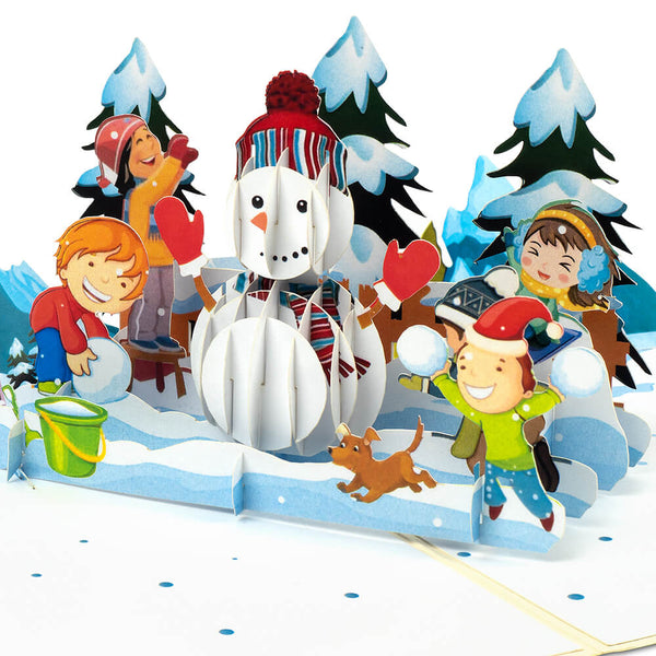 Snowman & Kinder Pop-up Carte